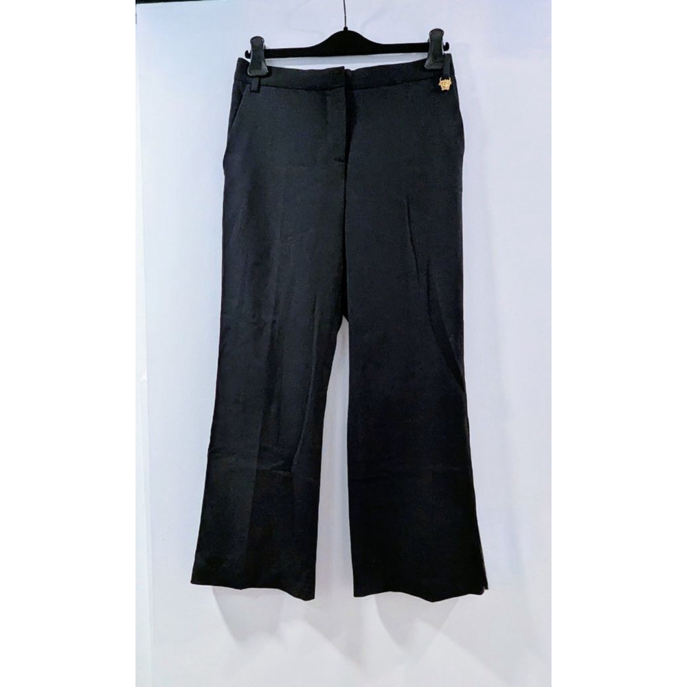 Versace Black Pants With Colourful La Grecca Side Detailing